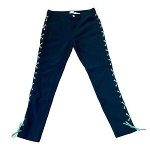EPTM NWT the perfect example black neon lace up jeans 34